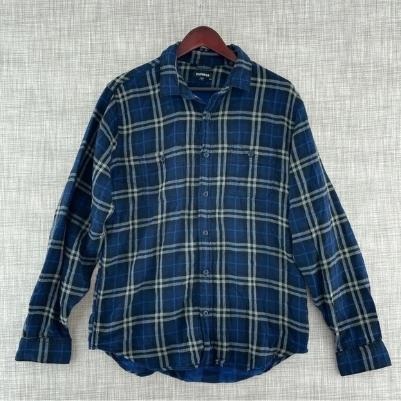 Express Plaid Button down Long Sleeve Shirt Men's L 8471/b - Picture 1 of 8